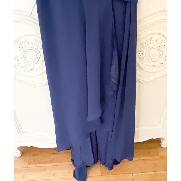Lulus Ravishing Charm Dress Women's 3X Dark Blue High Low Ruffled Wrap Maxi NWOT - Picture 7 of 11